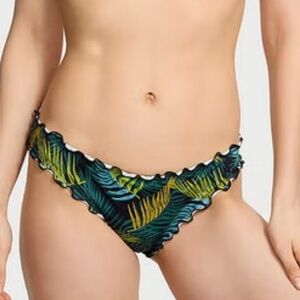Victoria's Secret Leaf Print Bikini Bottom - Blue and Yellow